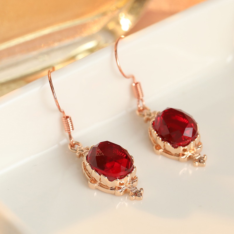 Trendy Inlaid Red Cubic Zirconia Drop Earrings